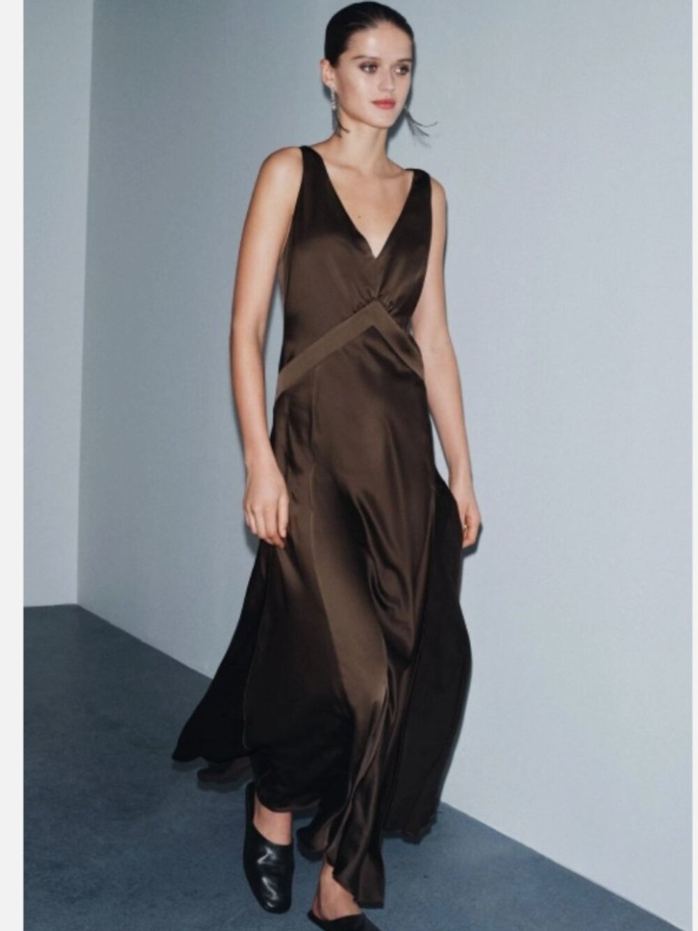 NWT ZARA ZW COLLECTION LIMITED EDITION SATIN EFFECT LONG DRESS S $129 2488